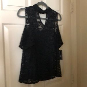 Black lace cold shoulder top